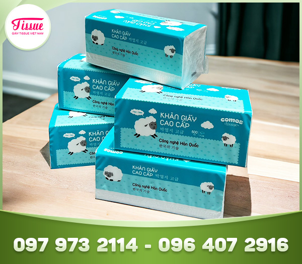 Khăn rút lụa COMOS cừu lớn 3 lớp 600 tờ cao cấp